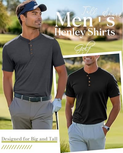 Riyiper 3 Pack Men's Big and Tall Henley T-Shirts Cotton Short Sleeve Oversized Basic Tops Loose Fit Casual Summer Button Tee3
