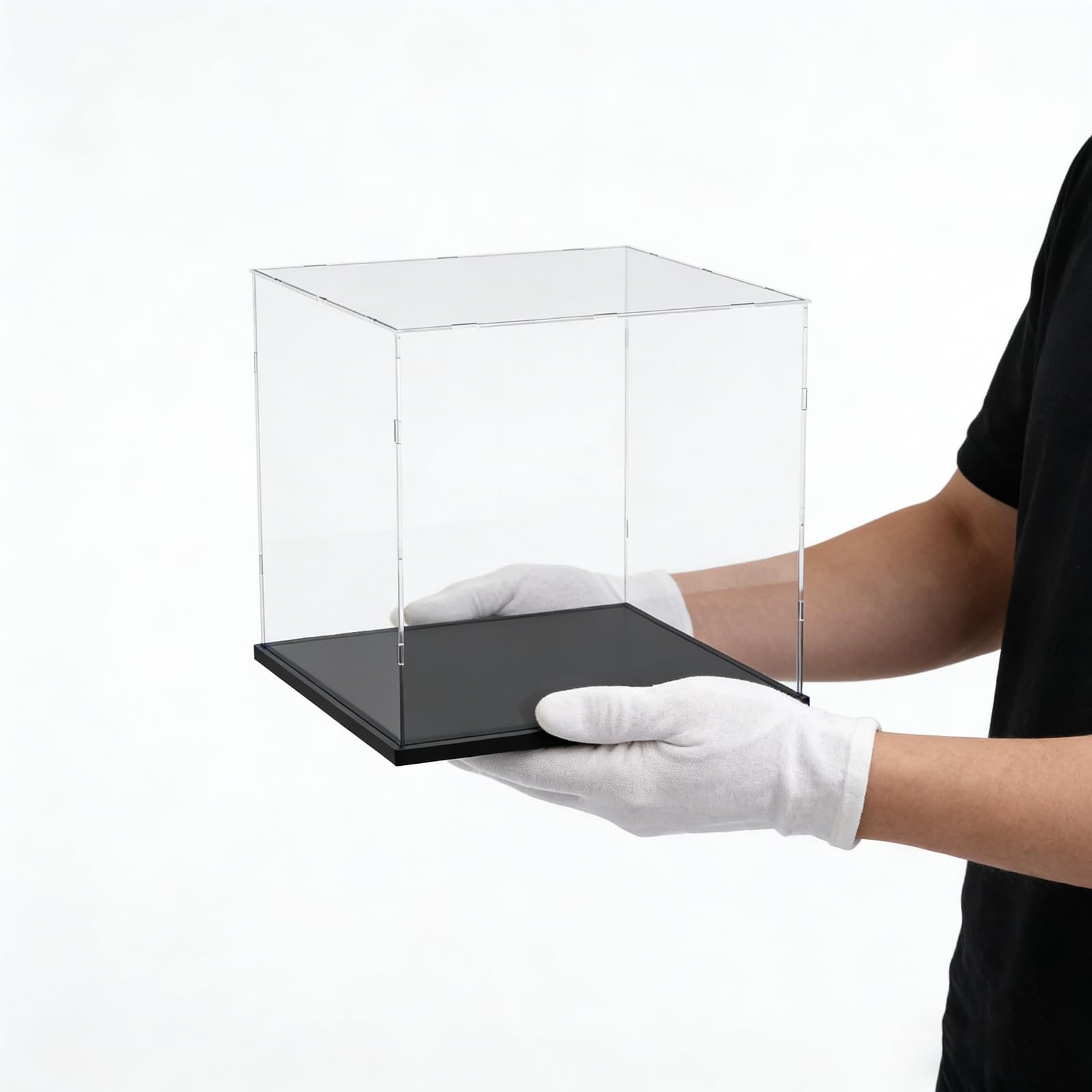 Vitrine Acrylique 3mm pour Collection Lego Ballon Foot 43019 Bonsaï 10281 | Boîte Transparente Plexiglas pour 75403 Grogu 75446 10375 Dragons Krokmou 43307 75433 Figurine LED, Noir Intérieur 25x25x25cm