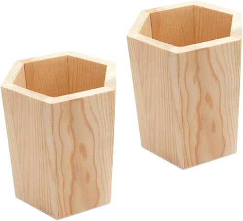 Contenedor de madera para bolígrafo, 2 piezas, soporte para bolígrafo de pino para soporte de madera para escritorio, taza de escritorio,
