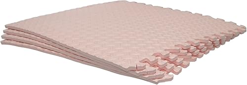 Vista 60 de HTTMT - Alfombra blanca 4 x (16 pies cuadrados) para gimnasio, 24 x 24 pulgadas, espuma EVA, ejercicio entrelazado, rompecabezas de fitness, tapete