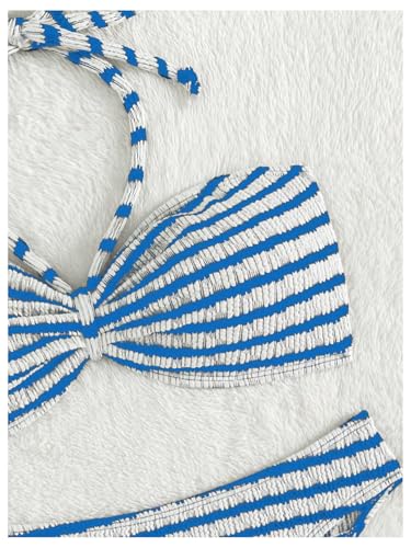 SOLY HUX Bathing Suit for Women Striped Halter Bikini Set Summer Two Piece Swimsuit3