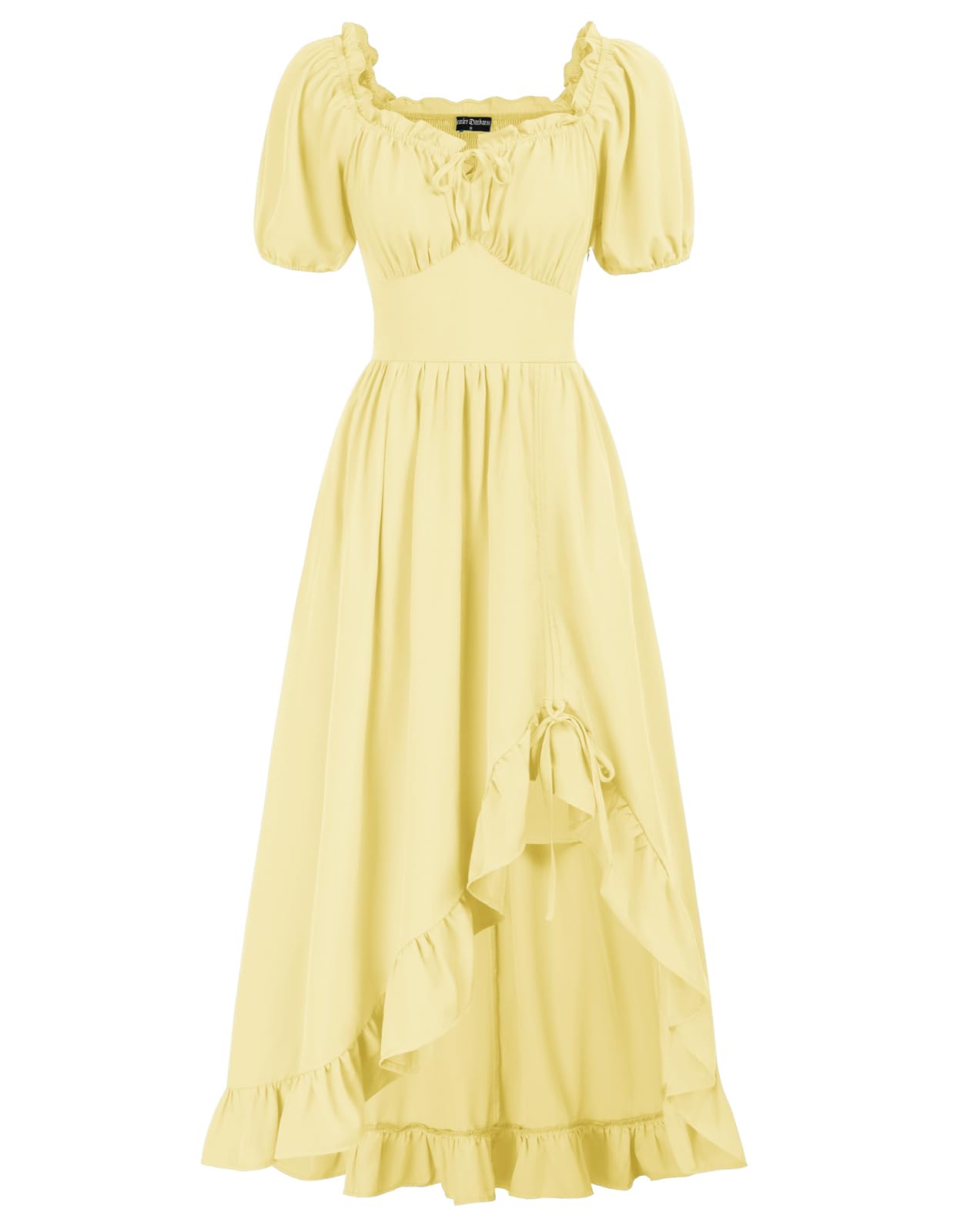 Scarlet Darkness Renaissance Dress Women Cottagecore Corset Dress Ruffle Maxi Dress with Pockets