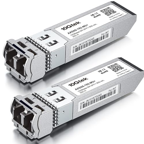 Image of Industrial Grade 10GBase-SR SFP+ Transceiver, 10G 850nm MMF, up to 300 Meters, Compatible with Cisco SFP-10G-SR, Meraki MA-SFP-10GB-SR, Ubiquiti UniFi UF-MM-10G, Fortinet, Netgear and More,2 Pack