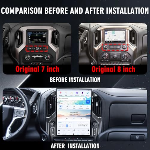15.6 Inch Touch Screen Android Car Radio for GMC Sierra Chevrolet Silverado 2019 2020 2021 2022 2023 Head Unit Wirless Carplay GPS Navigation Screen Upgrade Multimedia Player Android Auto