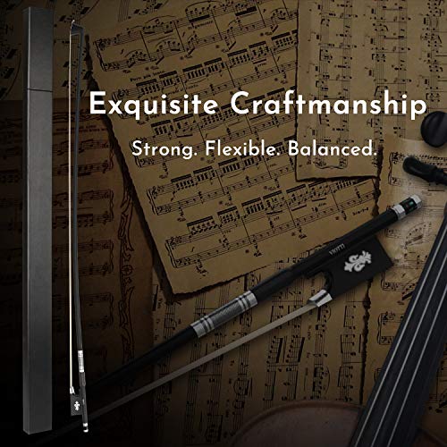 Viotti Carbon Fiber Violin Bow, Hand Crafted By Professional Violin & Bow Makers, Strong, Stiff & Well Balanced, Made With Mongolian Horse Hair, For Violinists & Fiddlers Of All Skill Levels #TOP3