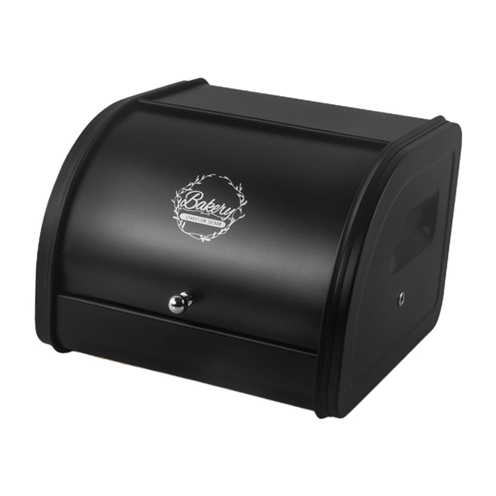 Cydzsra Metal Bread Box Vintage Easy To Bread Storage Solution Long Lasting Freshness In Kitchen Allowing To Access And Store Safely. Bin With Roll Lid Will Not Rust And Is Must
