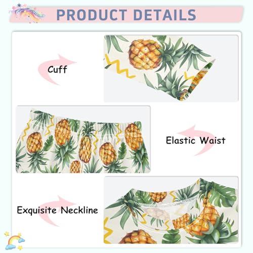ALAZA Tropical Pineapple Palm Leaf Pajamas Long Sleeve Sleepwear 2-Piece Pajama Set4
