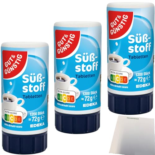Gut&Günstig Süßstoff-Tabletten 3er Pack (3x72g Spender) + usy Block