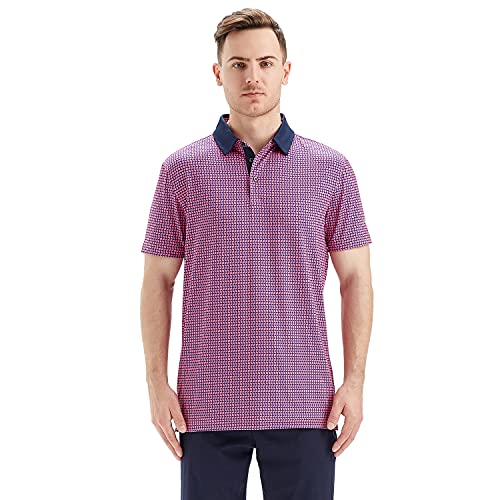 Image of Golf Shirts for Men Dry Fit Short Sleeve Print Performance Moisture Wicking Polo Shirt