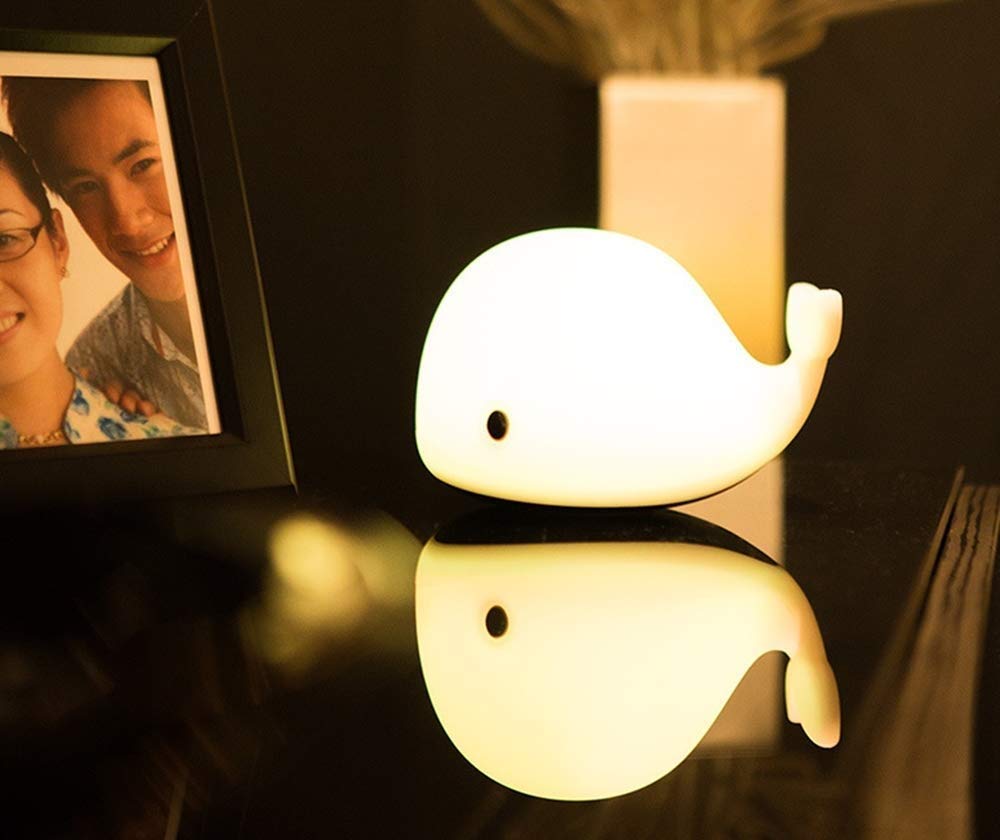 Luz de Noche con Forma de delfín para niños, luz Nocturna de Silicona Suave para niños, lámpara táctil LED Recargable, Regalos de cumpleaños para niños pequeños
