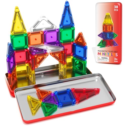 ORZbb Travel Mini Magnetic Tiles 38-Piece Set with Case