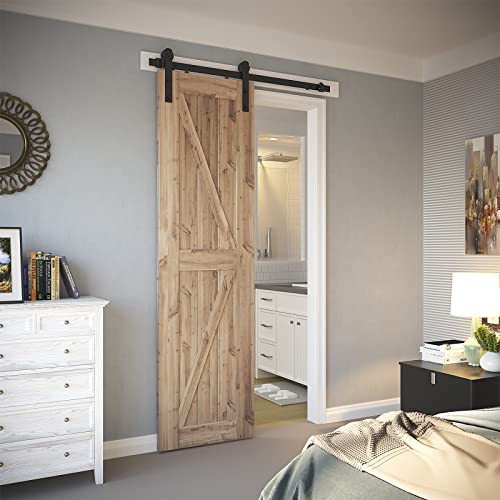 Image of SMARTSTANDARD 4ft Sliding Barn Door Hardware kit, Fit 24 inch Wide Door Panel