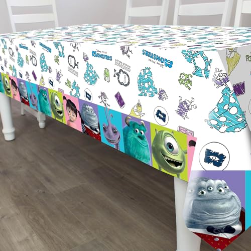 Monsters Inc. Party Table Cover - 54" x 108" - Disposable Plastic Tablecloth for Kids Birthday Parties & Monster Themed Events