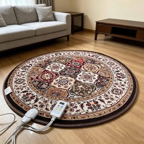 Tapis chauffant rond pour sol avec température et minuterie réglables pour bureau