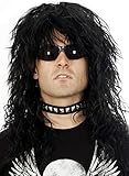80s Rocker Wig Black Rockstar Men Costume Wigs Heavy Metal Big Hair Band Mens Rock Star Costumes