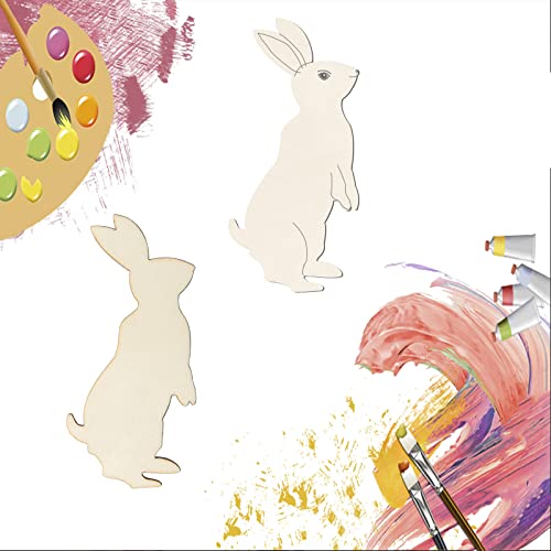 Easter Wooden Bunny Cutouts Unfinished Wooden Rabbit Cutouts Blank Bunny Wood Slices Ornaments for Christmas Wedding Birthday Party Easter Spring Home Decor DIY Crafts Painting Supplies 20Pcs. by Zontween - Image 4