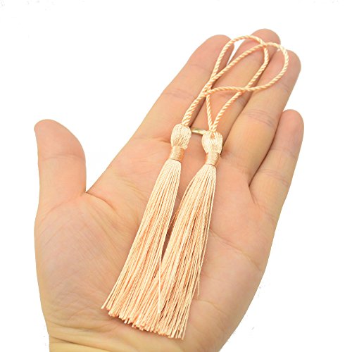 Image of 100pcs 13cm /5'' Silky Floss Bookmark Tassels with 2-Inch Cord Loop and Small Chinese Knot for Jewelry Making, Souvenir, Bookmarks, DIY Craft Accessory (Nude)