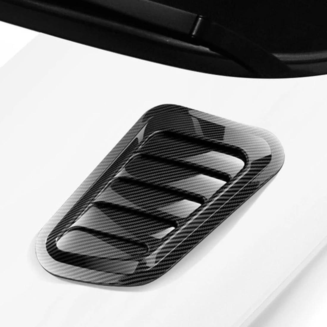 Presa d'Aria Decorativa per Cofano Auto (2 Pezzi) - Universale, Effetto Fibra di Carbonio Lucido, Accessorio Adesivo per Carrozzeria, Spoiler per Tetto, Parafango, Stile Sportivo Tuning