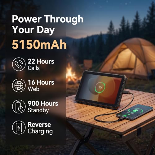 Image of RT3 Pro Rugged Android 14 Tablet, 8 Inch, 4GB+128GB, IP68 /IP69K Waterproof, 4G LTE Dual SIM, 600 Nits, GPS, NFC, 5150mAh, Orange