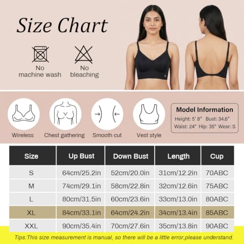 Image of SANNIDHI Low Back Bra for Women Wirefree Seamless Backless V Neck Bra with Padded Removeable
