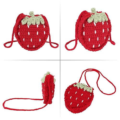 Image of Minache Women Mini Fruit Knitting yarn Crochet Crossbody Shoulder Bag Coin Purse
