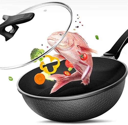 Wok Pan con tapa, fondo plano, aluminio fundido miniatura 3
