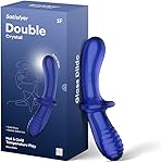 Satisfyer Double Crystal | 20cm | Dildo del punto G | Dildo de vidrio | Vidrio de borosilicato | Estructura lisa y estriada para mayor estimulación | Mango y base ancha para sesiones seguras