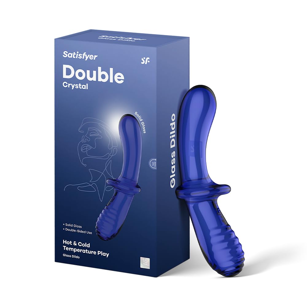 Satisfyer Double Crystal 20cm Dildo del Punto G | Juguetes sexuales | Borosilicato | Estructura lisa y estriada para mayor estimulación | Mango y Base ancha para Sesiones seguras Consoladores