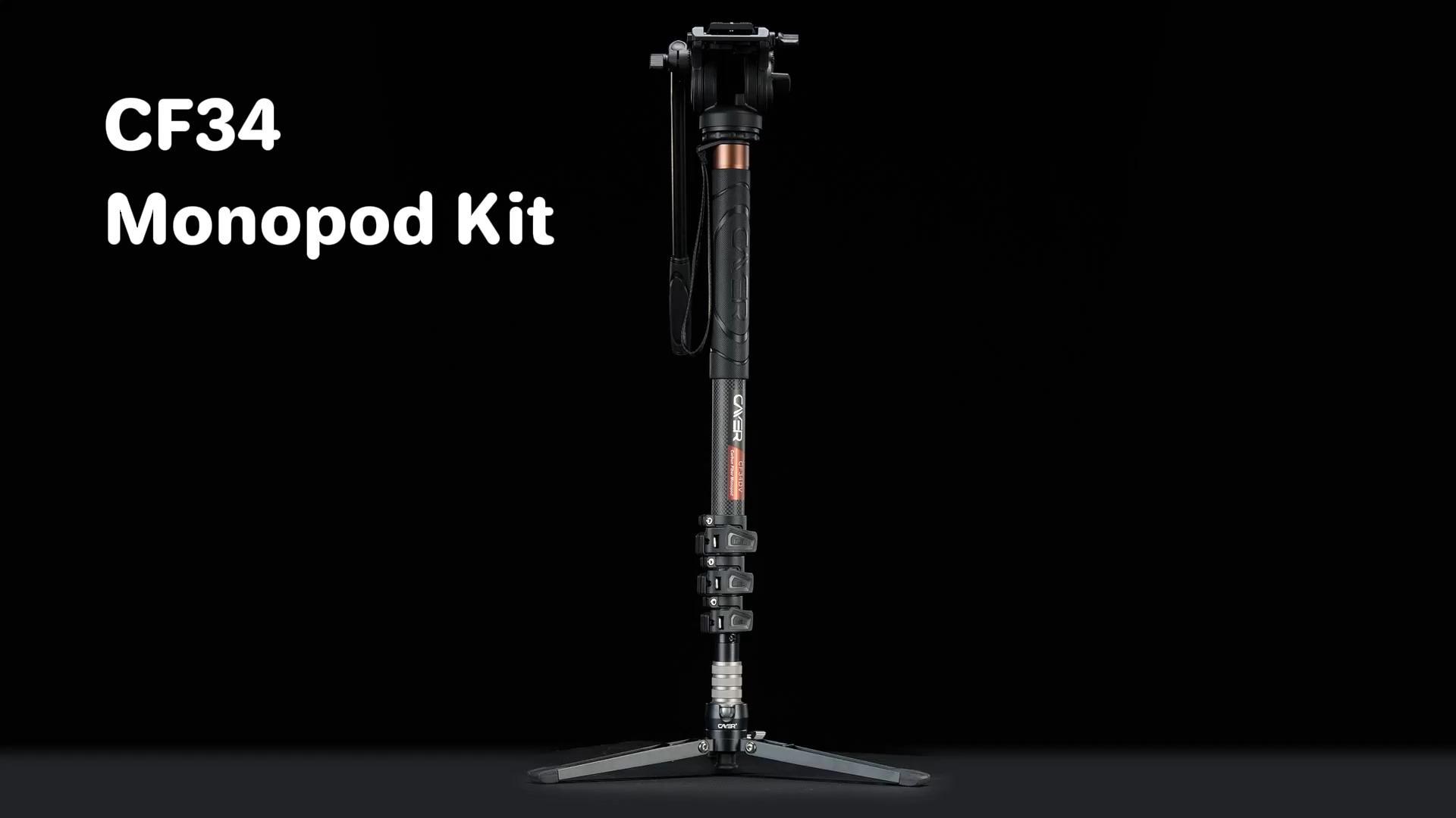 CAYER CF2451 Carbon Fiber Tripod with H6 Fluid Head - Stable Support