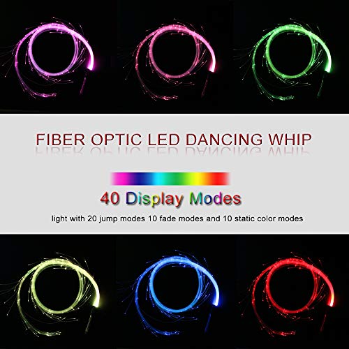 Image of AKEPO Fiber Optic Whip, LED Whip Lights Space Dancing Party Rave Toy 10 Colors 40 Effect Modes for Music Festivals Art Light Shows Stage Carnival