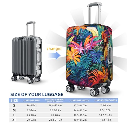 Tropical Colorful Leaves Luggage Cover Washable Elastic Suitcase Cover Anti-Scratch Travel Luggage Protector Covers for Kids Adult XL fits 29-32 inch Suitcase4