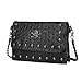 LOYOMA Womens Skull Print Rivet PU Leather Shoulder Bags Tote Purse Handbag (Black Style-1)