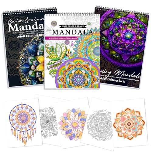 Livre de coloriage mandala pour femme, le cadeau relaxant idéal à spirale 72 pages