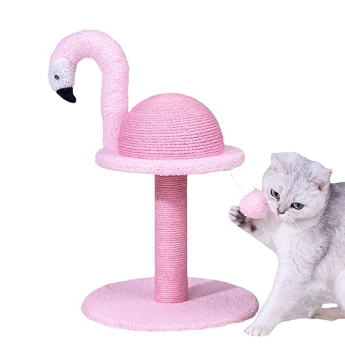 Gtzbciv 猫の爪とぎ、縦型、フラミンゴ、鳥の形、オールリネンロープ、かわいい、おしゃれ、サイザル猫 ボード、フケなし、ポスト 、組み立て簡単、キャットタワー( キャットクライミングフレーム - 小)