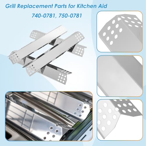 Image of 740-0781 Grill Parts for KitchenAid 740-0781 750-0781 720-0856V 720-0856, Cooking Grate, Heat Plate & Burner Kit for Kitchenaid Grill Replacement Parts 740-0781 NEX13000399A0