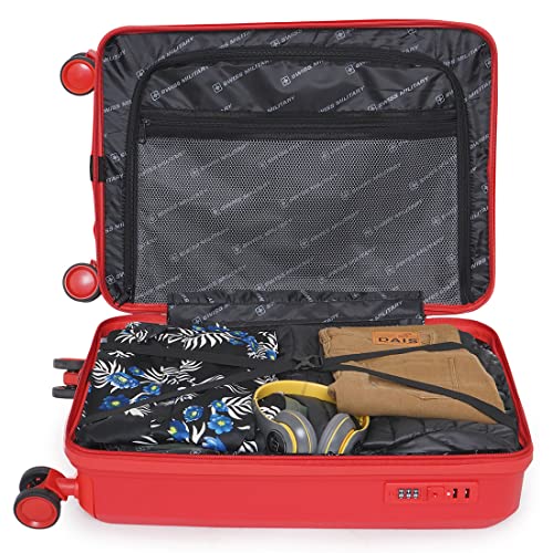 Image of Swiss Military Star 70 Cm 28 Inch Abs Hard-Sided 4 Wheels Spinner Cabin Luggage Overnighter Trolley Bag With Tsa Lock (Red)