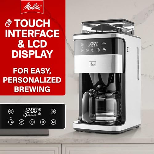 Image of Melitta Aroma Fresh Plus 10-Cup Automatic Drip, Programmable Coffee Maker with built in Burr Coffee Grinder