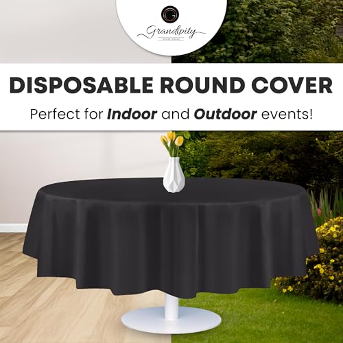 Image of Grandipity Plastic Table Cloth Disposable 12 Pack 84 inch Round Dark Grey | Plastic table covers, durable disposable tablecloths, fade and tear-resistent table cover for party, event
