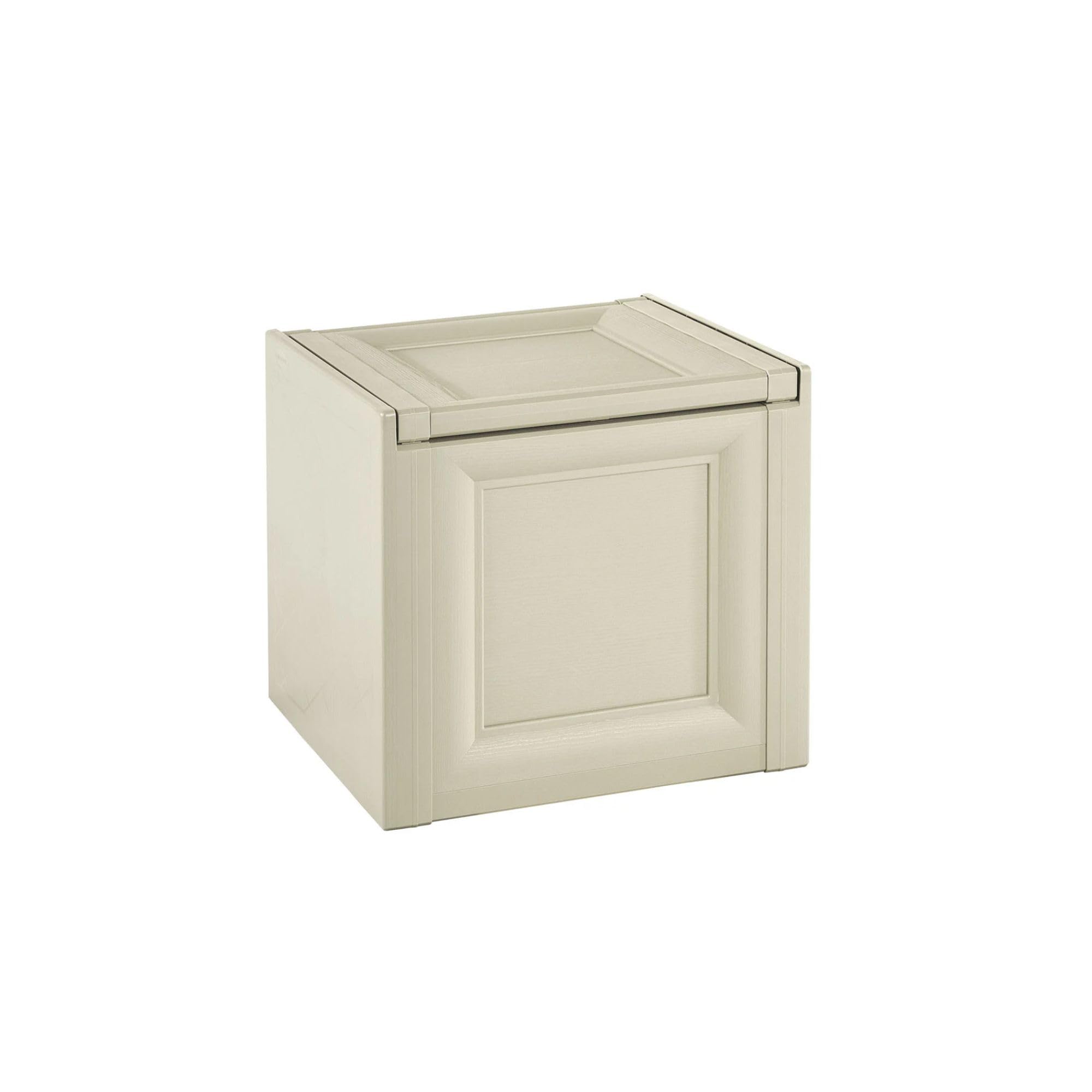 Baule Contenitore in Plastica 47 x 40 x 42 cm – Cassapanca Compatta Salvaspazio per Balcone, Terrazzo e Ambienti Esterni Coperti (Angora)
