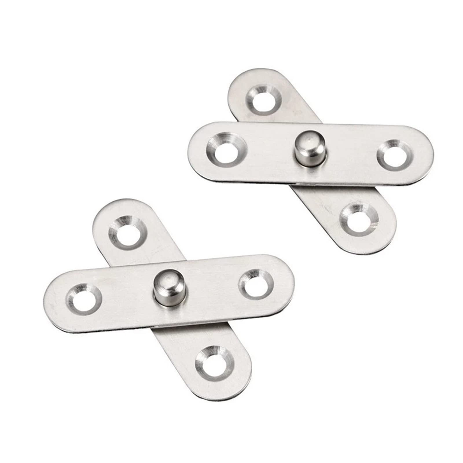 Aunangljscs Silver 2Pcs Stainless Steel 360Degree Rotating Door Pivot Hinge Tone Rotary Folding Hinges For Kitchen Cabinet Furniture