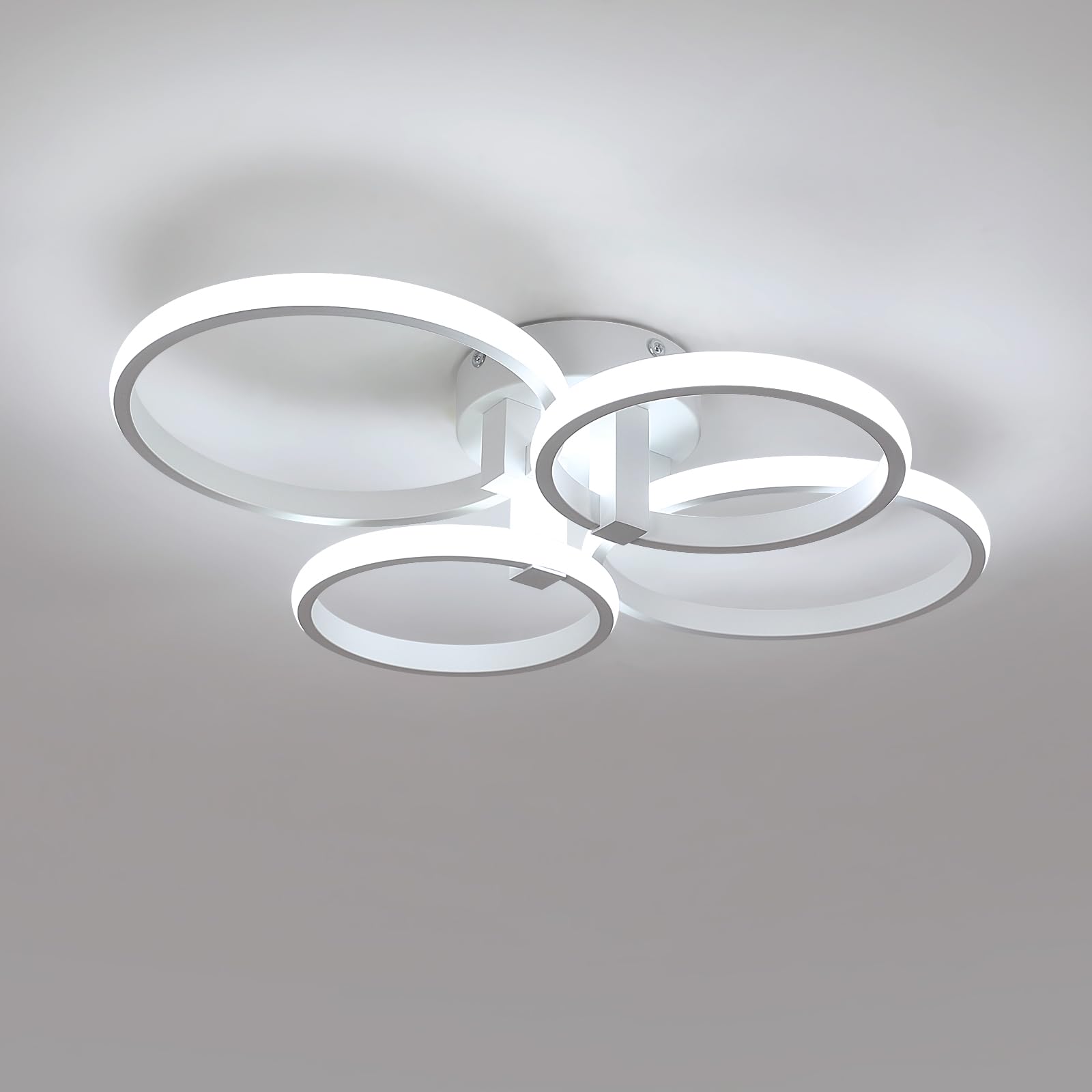 DELIPOP Plafoniera LED Soffitto, 56W 6300LM Lampada da Soffitto Moderna Rotonda, Bianco Lampadario Camera da Letto per Cucina, Soggiorno, Studio, Ufficio, Bianco Freddo 6500K, 57.5cm