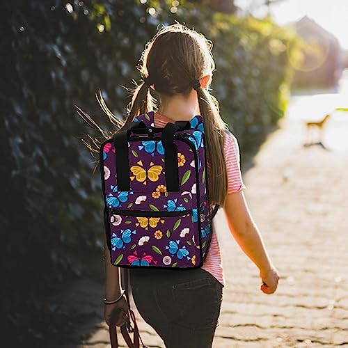 Sac à dos pour garçons motif papillon violet réglable 35cm - 7