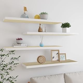 Juego de 4 estantes de pared modernos con diseño de panal de densidad media, 90 x 23,5 cm, color marrón, para cocina, libros, fotos, estante decorativo de pared