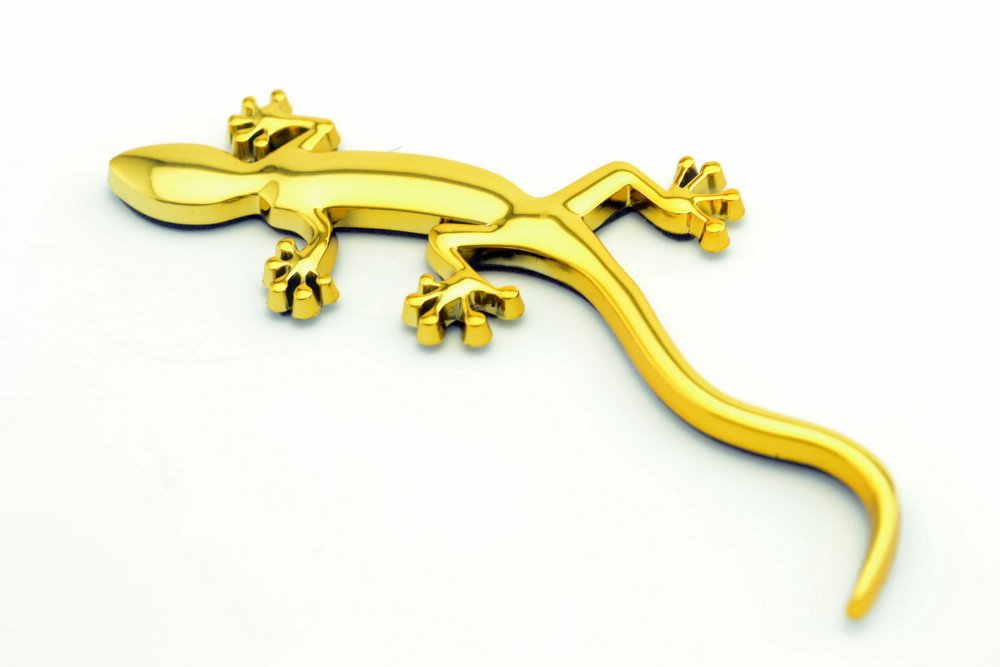 SKS Distribution® 3D Gold Gecko Lizard Hard Solid Metal Car Sticker Decal
