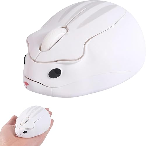 Ratón inalámbrico lindo ratón de hámster de animales de dibujos animados con receptor USB 2.4 GHz, óptico, portátil, pequeño, silencioso, Kawaii,