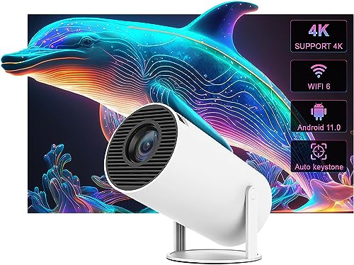 Image of AUN Free Style Pro Smart Projector by AUN, 270 Rotatable Projector for Home 4K & 1080p Support, 8400L, Android 11 YouTube Builtin Apps 5G WiFi Auto Keystone 720p Native, 3W Speaker 176 inch Screen