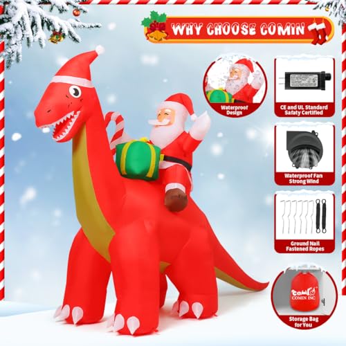 Aufblasbarer Weihnachtsmann auf Dinosaurier – Bild 6