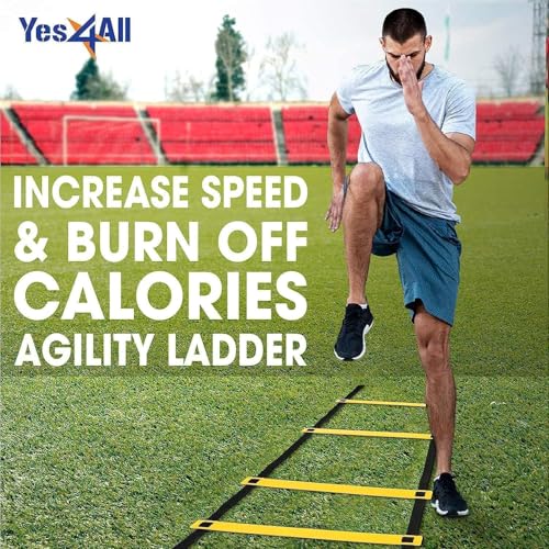 image for Yes4All Speed Agility Ladder Training Equipment – 8 Rungs Yellow, Su
