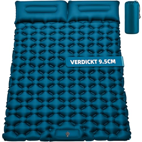 FORRINX Isomatte Camping 2 Personen 9 5cm verdickt 204x130cm Luftmatratze Doppel Luftzellenmatte Aufblasbare Matratze Outdoor Wasserdicht Campingmatte Schlafmatte für Strand Zelt Wandern
