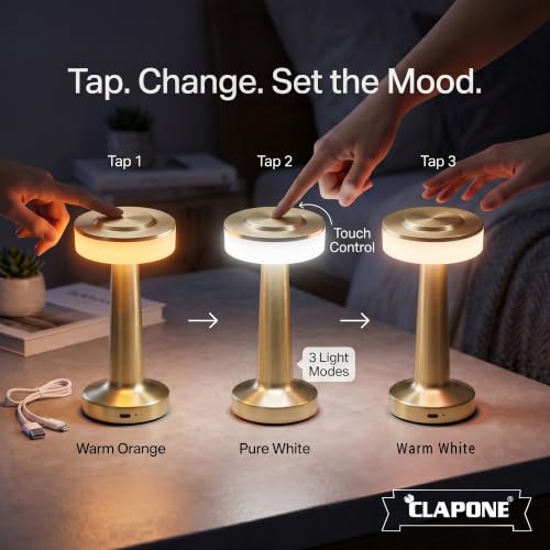 Image of Table Lamp /Table Lamp Study Room /Lamp Table /Led /Wireless Led Touch 3 Mode Metal /Bed Lamps Bedroom Side /Rechargeable Metal Touch /Warm Lighting (Slim White Lamp)